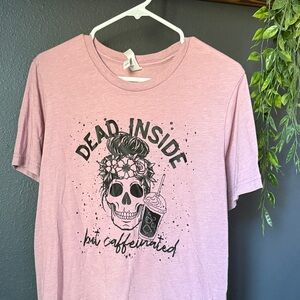 Bella Canvas Mauve Tee with Skull and Coffee Design
